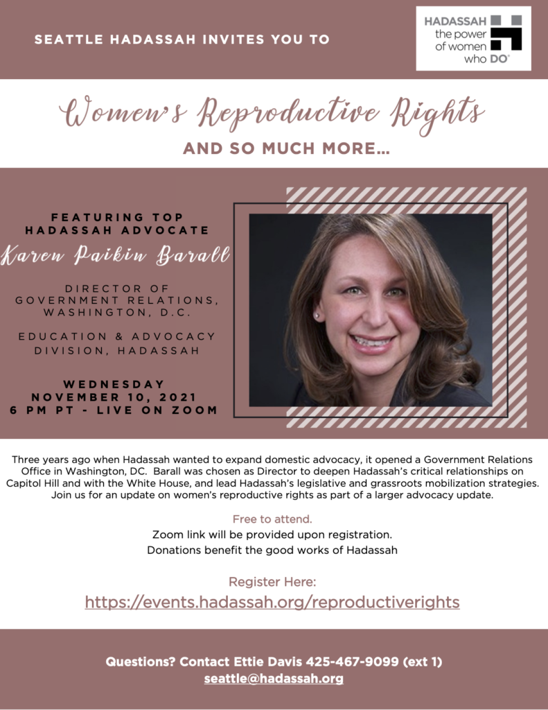 Women’s Reproductive Rights, and so much more….. – Seattle Hadassah